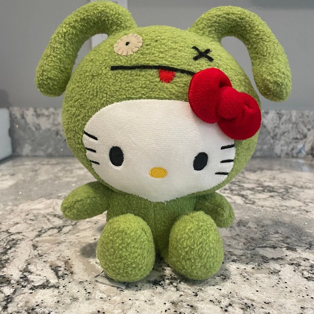 UglyDoll Hello Kitty Green Plush Ox Crossover Toy Stuffed Animal 8" 4037874